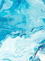 Blue wave creative abstract hand painted background, marble texture, abstract ocean