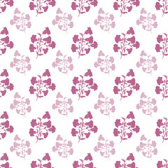 Vector trendy monochrome bold purple flower bunch seamless pattern background on white surface. Perfect use for fabrics, wallpapers, trending projects, etc.