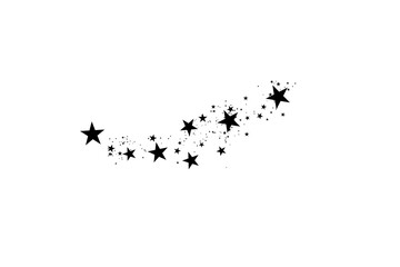 Stars on a white background. Black star shooting with an elegant star.Meteoroid, comet, asteroid, stars.