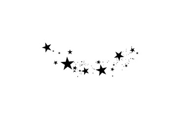 Stars on a white background. Black star shooting with an elegant star.Meteoroid, comet, asteroid, stars.