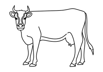 Cow icon or logo. Milk, farm and dairy symbol. Cattle silhouette. Vector illustration.