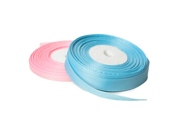 Color silk ribbons isolated on white background