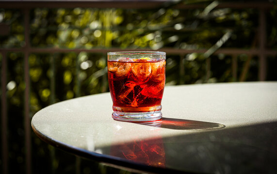 glass of Negroni with ice