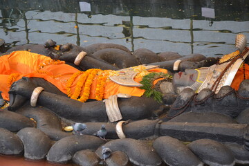 Hindu temple 'Budhanilkantha' in Kathmandu.