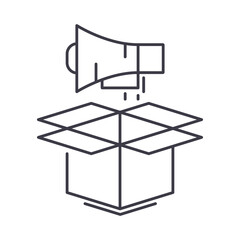 Product marketing icon, linear isolated illustration, thin line vector, web design sign, outline concept symbol with editable stroke on white background.