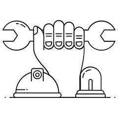 
Gears with spanner, flat design of web support icon
