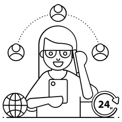 
Help desk vector in modern flat style, service provider 
