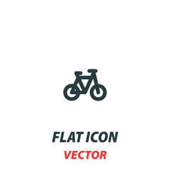 Bike icon in a flat style. Vector illustration pictogram on white background. Isolated symbol suitable for mobile concept, web apps, infographics, interface and apps design