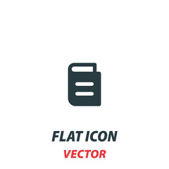 Book icon in a flat style. Vector illustration pictogram on white background. Isolated symbol suitable for mobile concept, web apps, infographics, interface and apps design