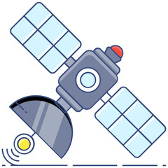 
An icon of satellite communication in modern flat style, artificial satellite,
