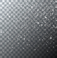 vector realistic falling snowflakes or snow on transparent background. Christmas design pattern