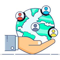 
A trendy flat icon of global network 
