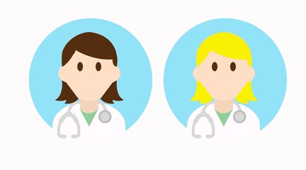 Two Different Vector Isolated Female Doctor Icon or Sign