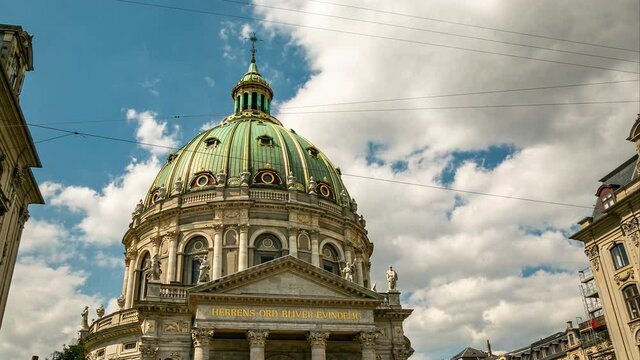 Timelapse of Marmorkirken, the marble church, or the Church of Frederik. 