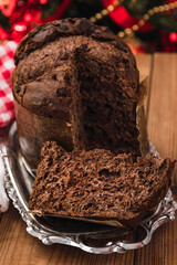 christmas typical fresh chocolate panettone