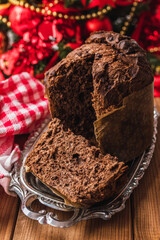 christmas typical fresh chocolate panettone