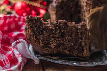 christmas typical fresh chocolate panettone
