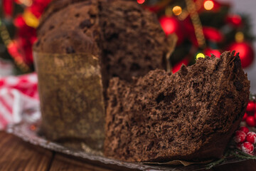 christmas typical fresh chocolate panettone