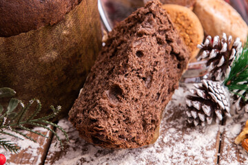 christmas typical fresh chocolate panettone