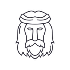 Jesus christ icon, linear isolated illustration, thin line vector, web design sign, outline concept symbol with editable stroke on white background.