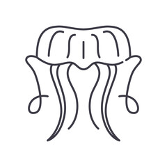 Jellyfish icon, linear isolated illustration, thin line vector, web design sign, outline concept symbol with editable stroke on white background.