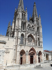 Fototapeta na wymiar Burgos, Spain - June 25, 2018: The gothic cathedral of Burgos dedicated to the Virgin Mary famous for its architecture