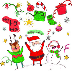 Flat-design-Christmas-background-with-characters. | Vector illustration EPS 10.