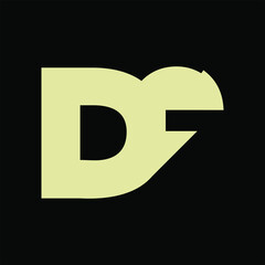Initial Letter DF logo with flat design monogram symbol