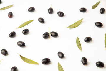 black olives, on white background