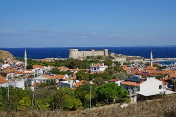 Fototapeta na wymiar View of the historical castle of Bozcaada island in Canakkale district of Turkey.