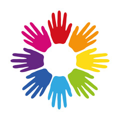 group of human hands build a circle isolated on white vector illustration EPS10