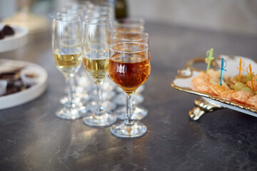 glasses of champagne on a table
