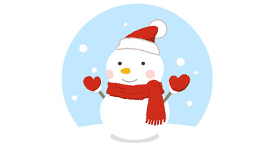 ゆきだるま（赤の帽子）ベクター