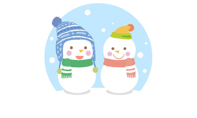 ゆきだるま（ペア・二人組）ベクター