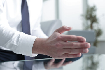 Fototapeta premium The manager works in the office