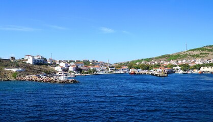 Fototapeta na wymiar View of Bozcaada island in Canakkale district of Turkey.