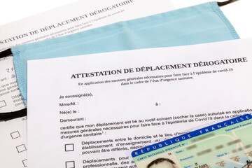 Confinement - Attestation de d&eacute;placement d&eacute;rogatoire - crise Covid-19