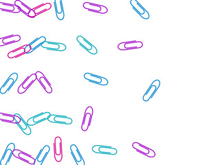 Stationary paperclips isolated on white background