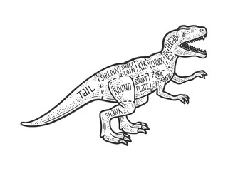 Dinosaur Cut of beef sketch raster illustration