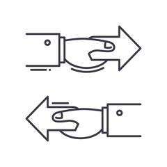 Competing interests icon, linear isolated illustration, thin line vector, web design sign, outline concept symbol with editable stroke on white background.