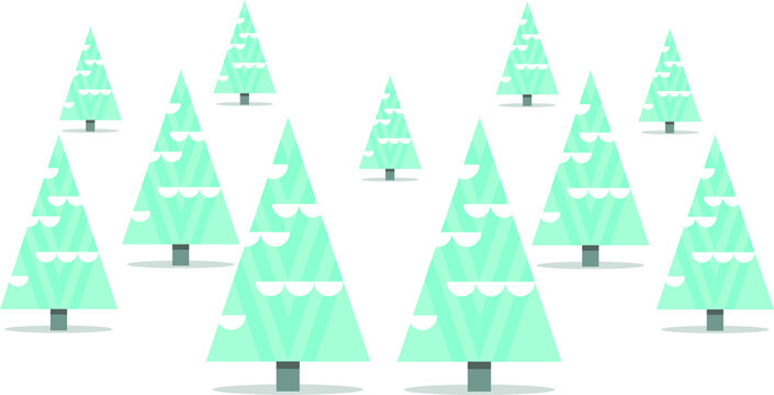 vector illustration of a forest from a Christmas tree. flat image of a Christmas tree forest covered with snow