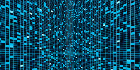 Blue mixed green background Square blur, square, abstract blur mosaic, illustration for science, business or technology 3d illustration