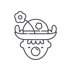 Clown icon, linear isolated illustration, thin line vector, web design sign, outline concept symbol with editable stroke on white background.