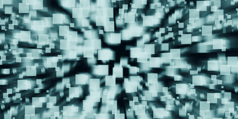 Blue mixed green background Square blur, square, abstract blur mosaic, illustration for science, business or technology 3d illustration