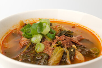 Beef soup on white background