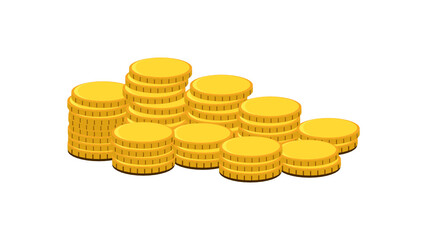 Big pile of gold coins. Transparent background vector image.