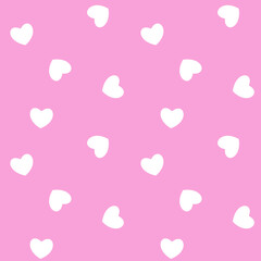 Romantic seamless pattern with pink hearts. Vector illustration. Image for Valentine's poster or cover. Repeating, endless design. Print for textiles, fabric, wallpaper, cards, gift wrap and clothes