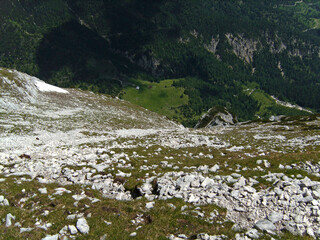 Mountain hiking tour to mountain Guffert in Tyrol, Austria