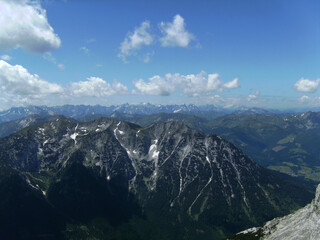 Naklejka premium Mountain hiking tour to mountain Guffert in Tyrol, Austria