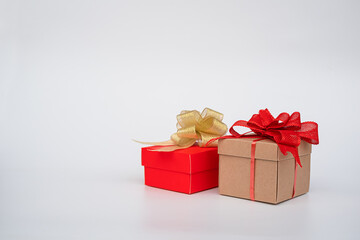 two gift with bows on white background